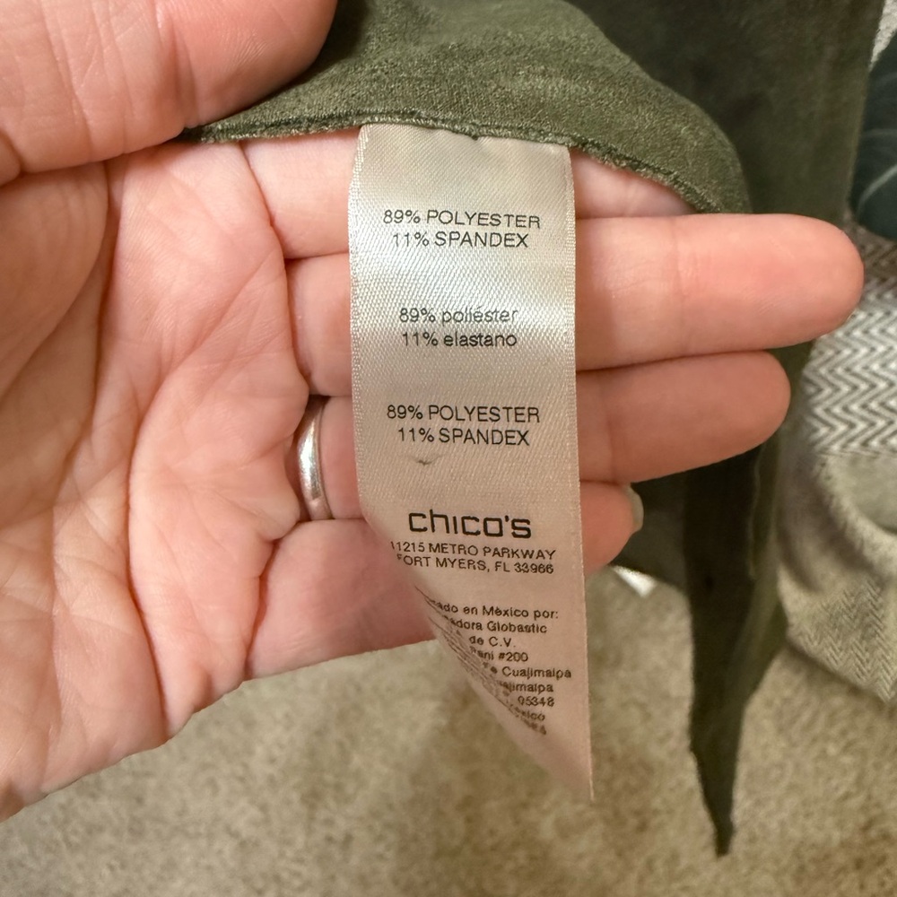 Chico's Olive Green Faux Suede Belted Longline Duster Vest - Size 2/Large - EUC - Picture 13 of 14
